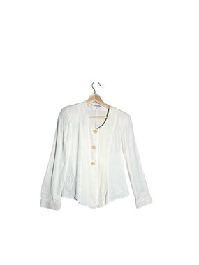 Vintage Giorgio Armani Blouse Jacket Ivory Button Front Women Size 4 Italy